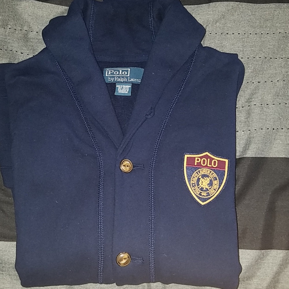 Polo Shawl Collar Mens Cardigan Sweater